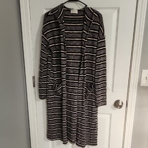NWT. Everly Open Front Long Striped Cardigan Sz.M